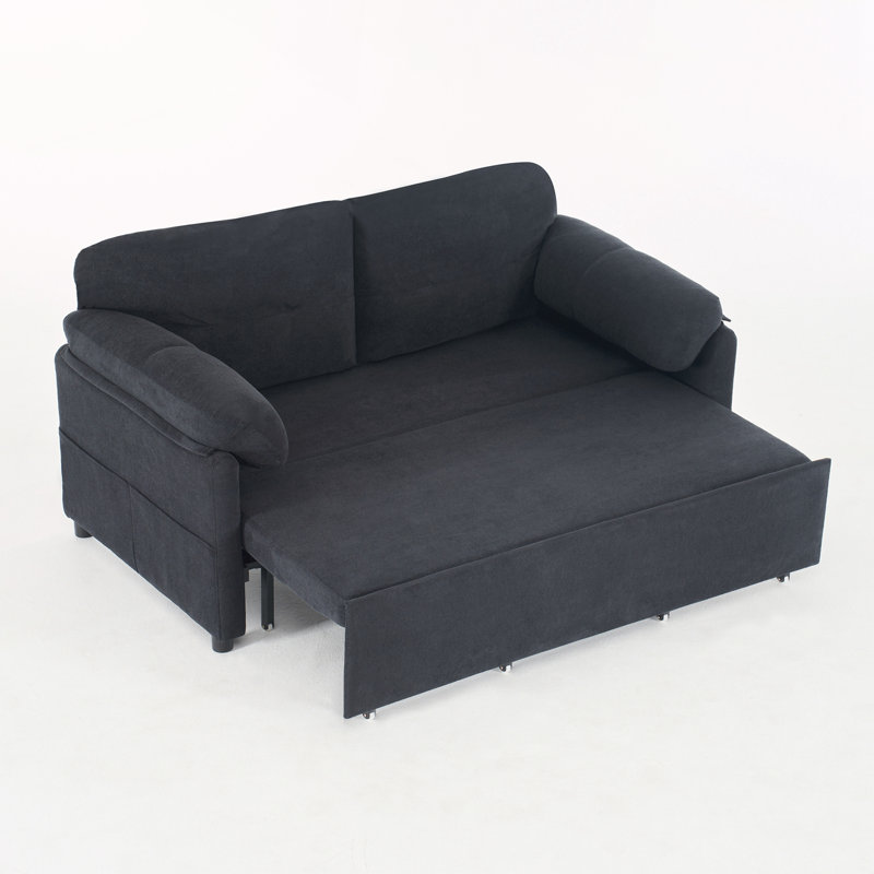 Convertible Pull-Out Sleeper Sofa, Black