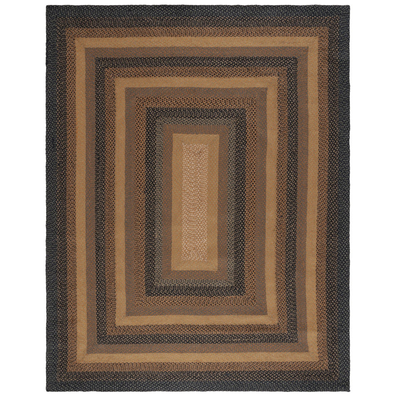 Braided Flat Weave Jute Striped Rug, Rectangle 6' x 9'