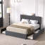 Base de lit grand format avec 4 tiroirs de rangement et tête de lit capitonnée réglable Kempst, lit plateforme tapissier avec station de charge USB et de type C, support de lattes en bois, aucun sommier nécessaire-1518729458-1520951876