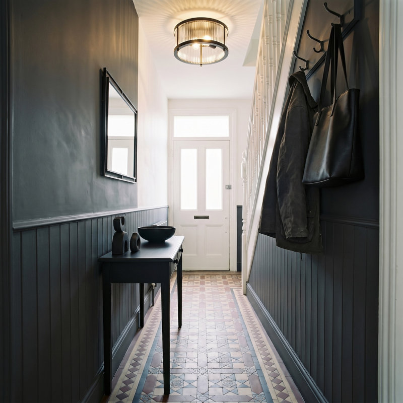 Glass Semi Flush Mount, Matte Black
