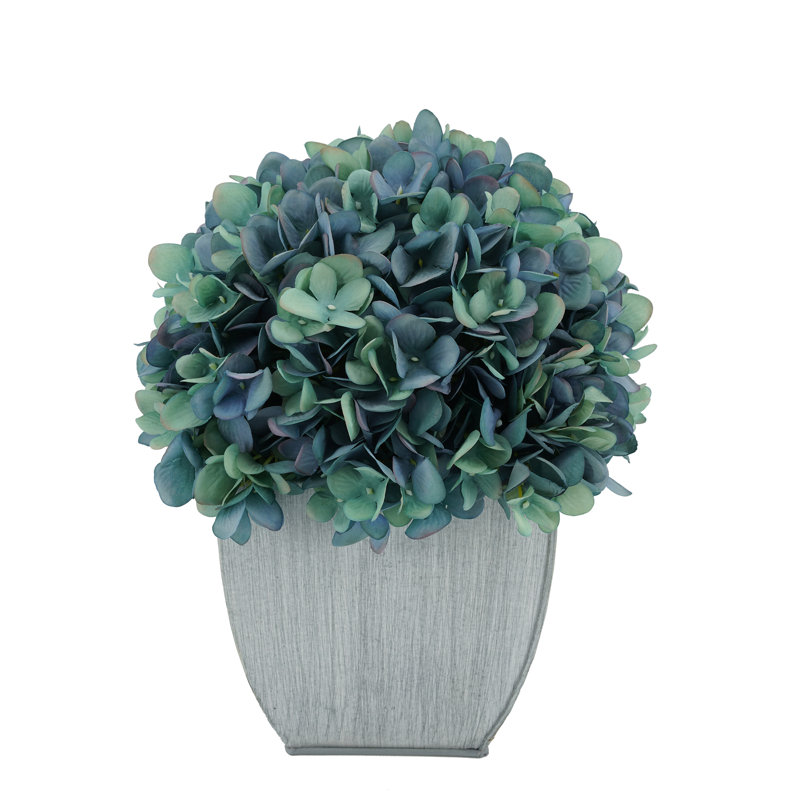 Arrangement floral d'hortensias dans un vase, Turquoise antique