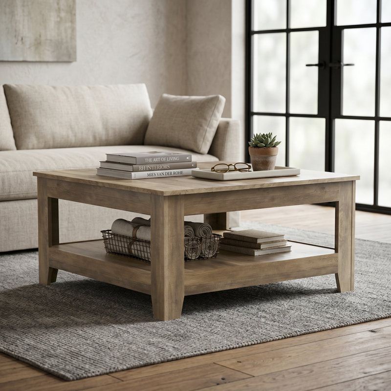 Table basse carrée 31,3 "avec rangement Weddel Basilico
