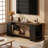 63" TV Stand for 55/60/65-Inch TVs, Farmhouse Entertainment Center with Open Storage Shelves, Long Television Media Console for Living Room, Bedroom