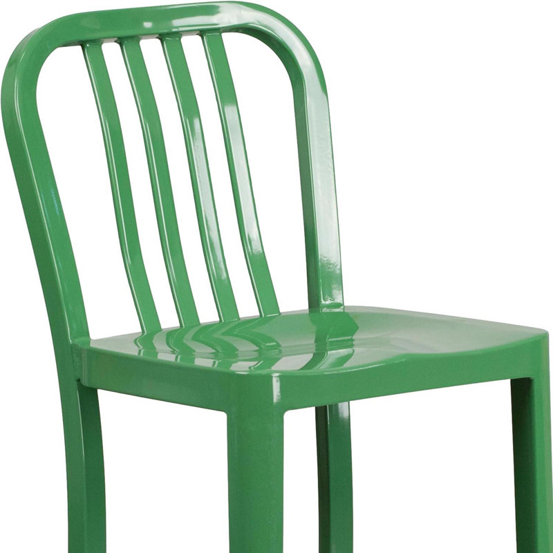 Anietra Slat Back Commercial Stool - Modern Metal Galvanised Steel, Green