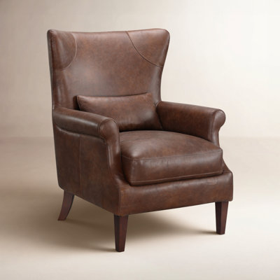 Emerald Genuine Leather Wingback Chair