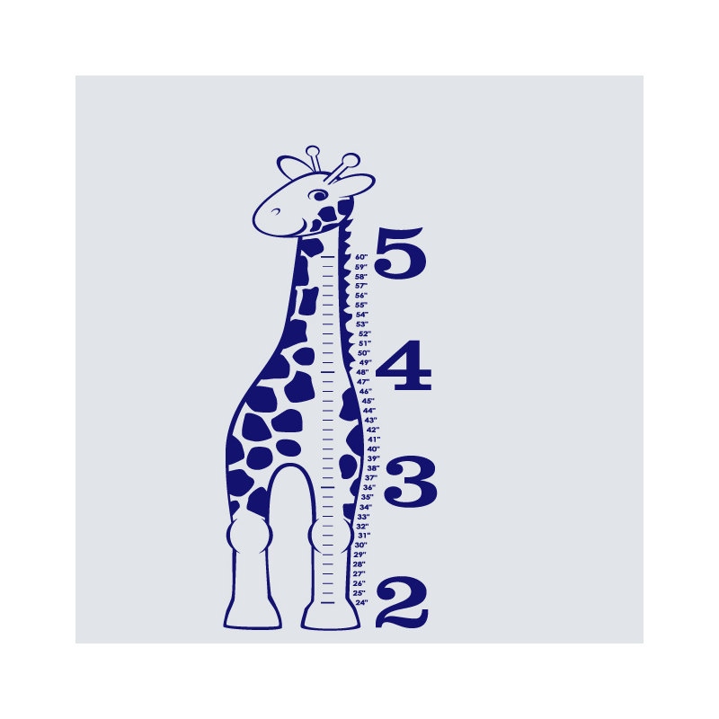 Décalcomanie murale « giraffe growth chart », Bleu marine