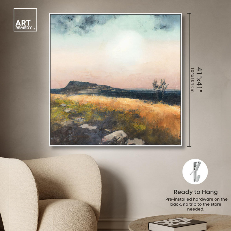 «Mountain Sunrise Canvas Coastal Landscape Wall Art» par Rosdorf Park, Cadre blanc, H 13 po x l 13 po