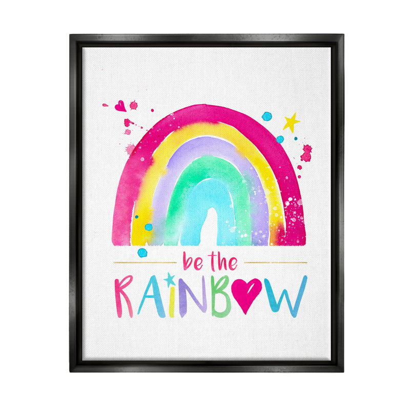 Ajanea Modern Rainbow Splash par Enya Todd, H 21 po x l 17 po x P 1,7 po, Cadre flottant noir de jais