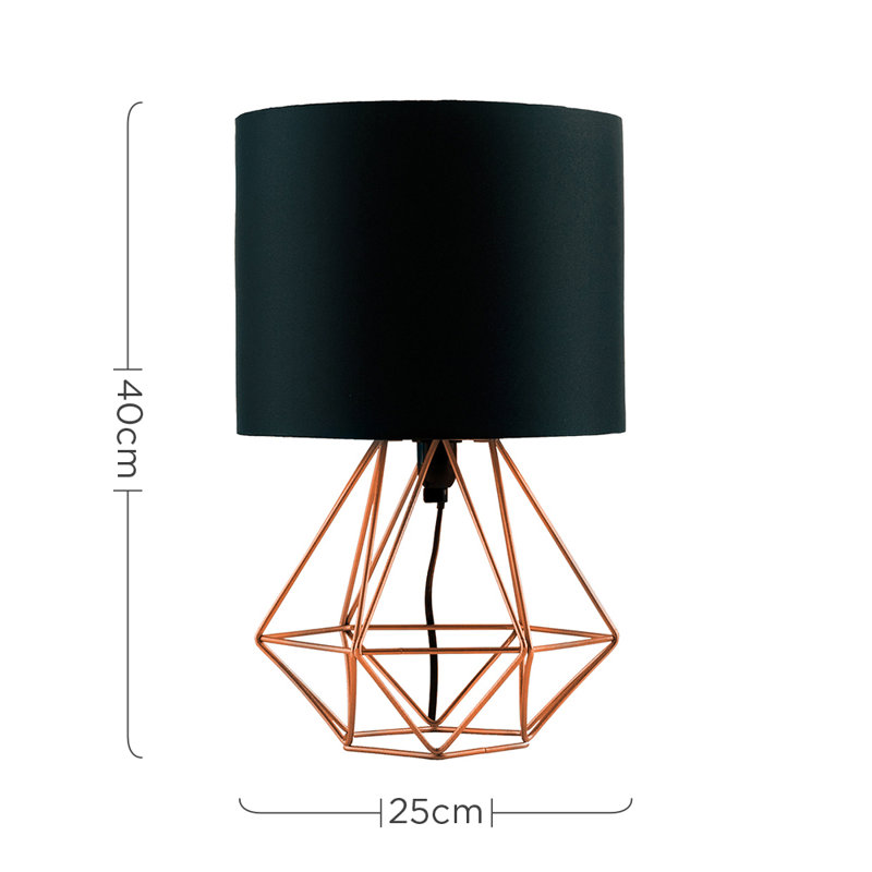 Butera Metal Table Lamp, Copper Base/Black Shade, Yes