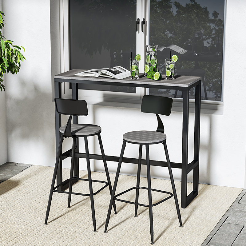Abagayle Rectangular Metal Outdoor Bar Table , cm W 40cm cm D, 105cm H x 40cm W x 120cm L