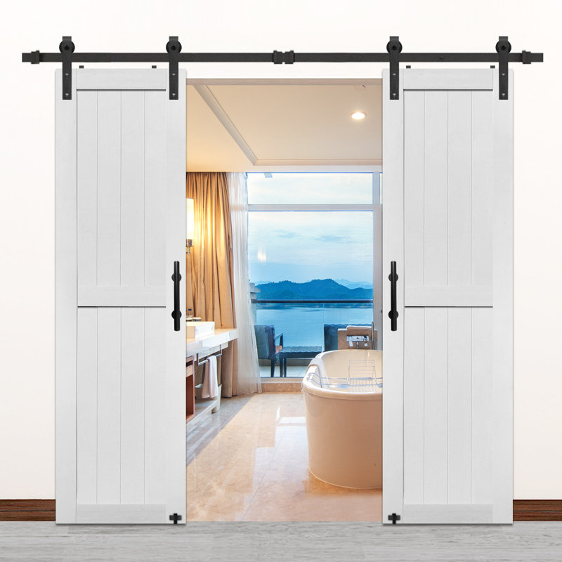 Porte de grange en panneau de fibres à densité moyenne, plaque de porte de grange solide recouverte d'une surface en PVC imperméable, assemblage simple, porte seulement