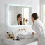Aamorah Miroir de Salle de Bain DEL 48 po x 29,5 po avec Miroir Grossissant 3X Intégré - Miroir Intelligent Anti-Buée sans Cadre avec Contrôle de Gradation, Éclairage DEL Économe en Énergie et Design Double Miroir-988357604