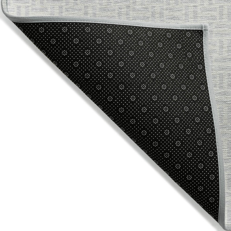 Tapis extérieur lavable à motif géométrique argenté et gris 5 pi x 8 pi