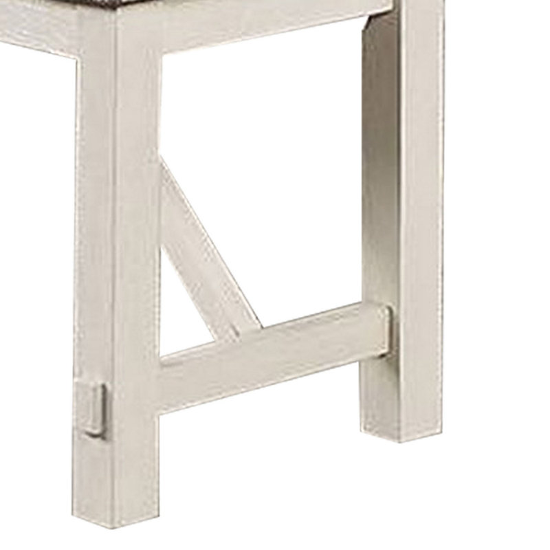 Aeyden Microfiber / Microsuede Upholstered Bench, Grey/White