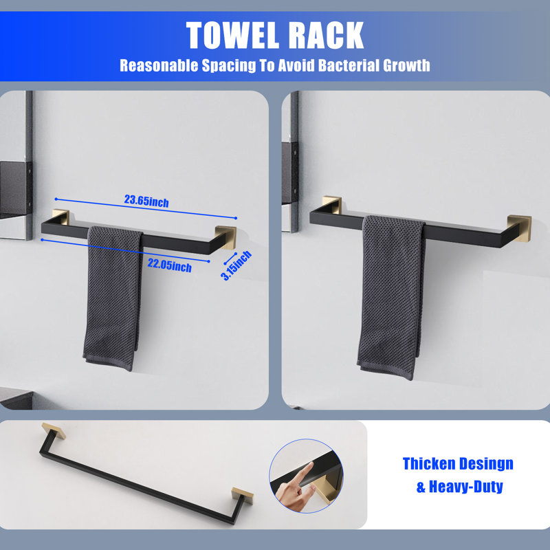 10 - Piece Bathroom Hardware Set, Black and Gold