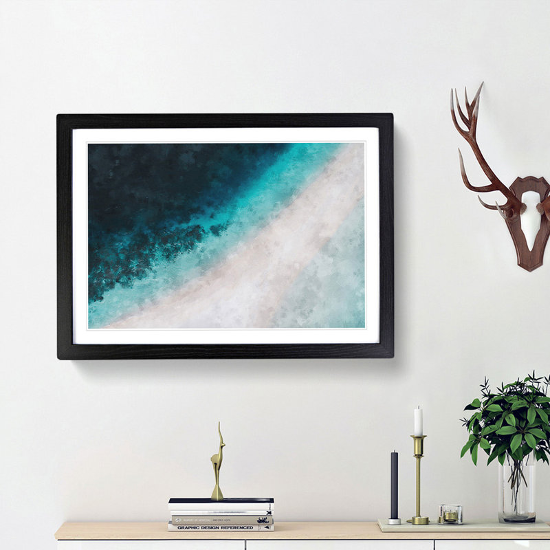 Cocoa Island Beach - Picture Frame Painting Print, Black Framed, 24cm H x 33cm W x 2cm D