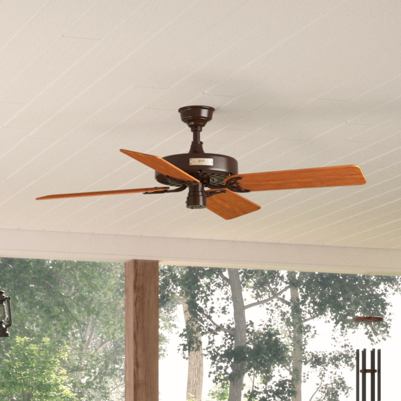 Hunter Original 52" 4 or 5 - Blade Outdoor / Indoor Traditional Ceiling Fan with Pull Chain, Chestnut Brown