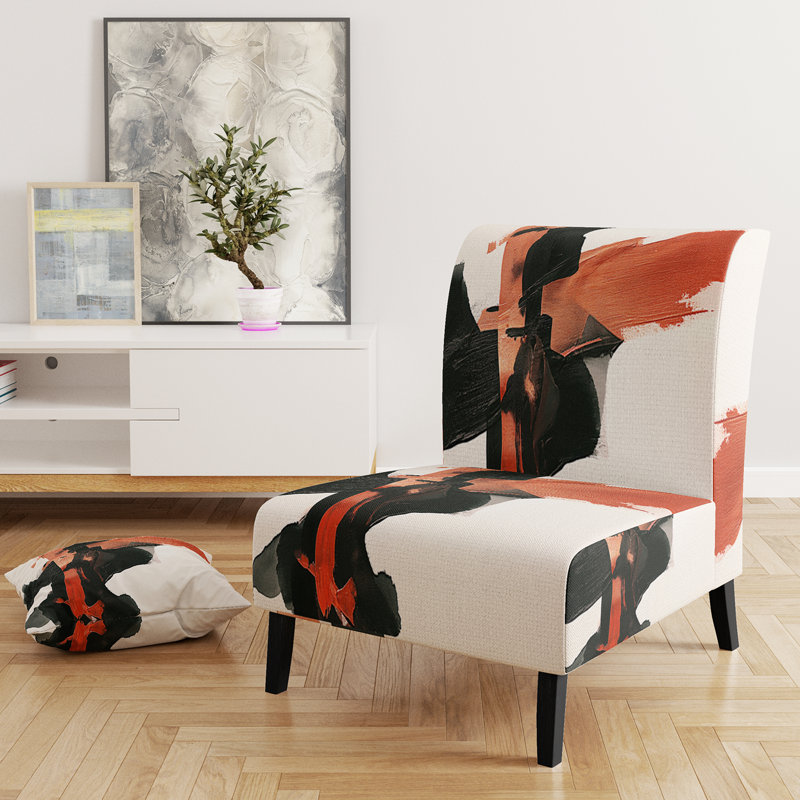 Fauteuil de chambre rembourré Geometric IV, Orange / Noir / Blanc
