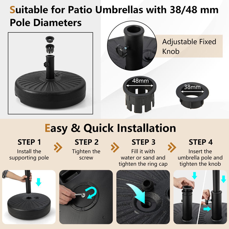 Hammonton 2.2kg Plastic Free Standing Umbrella Base