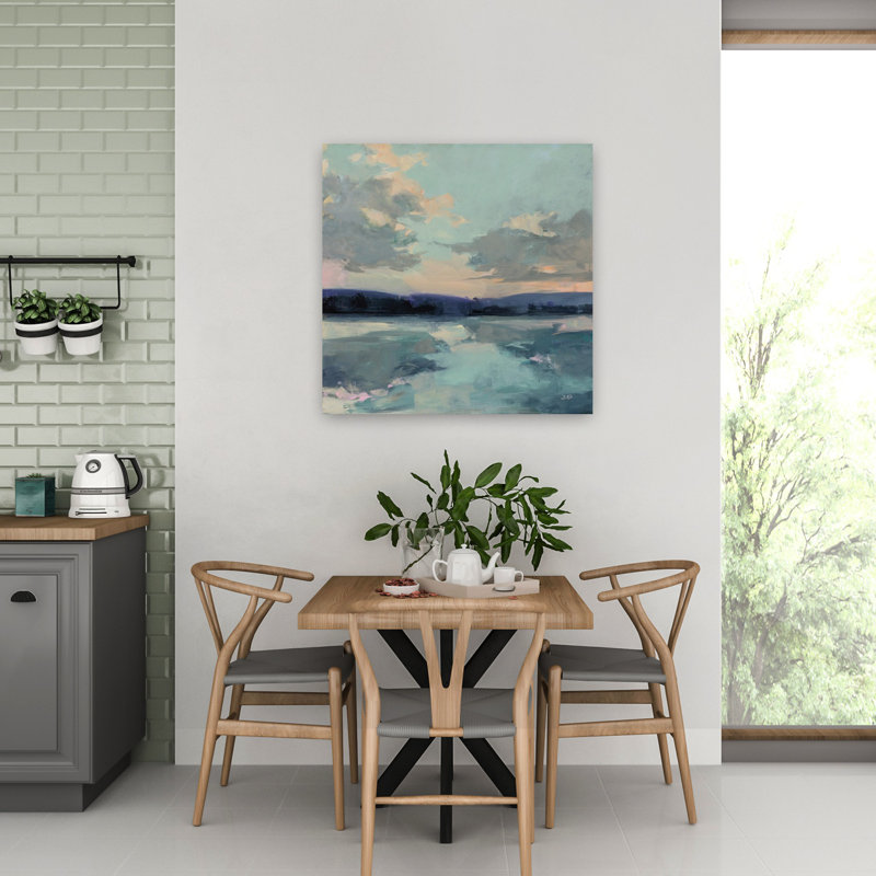 Ciel éphémère côtier avec art bleu turquoise, H 32 po x l 32 po