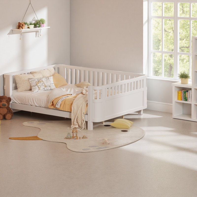 Queen Size Wood Platform Bed, White