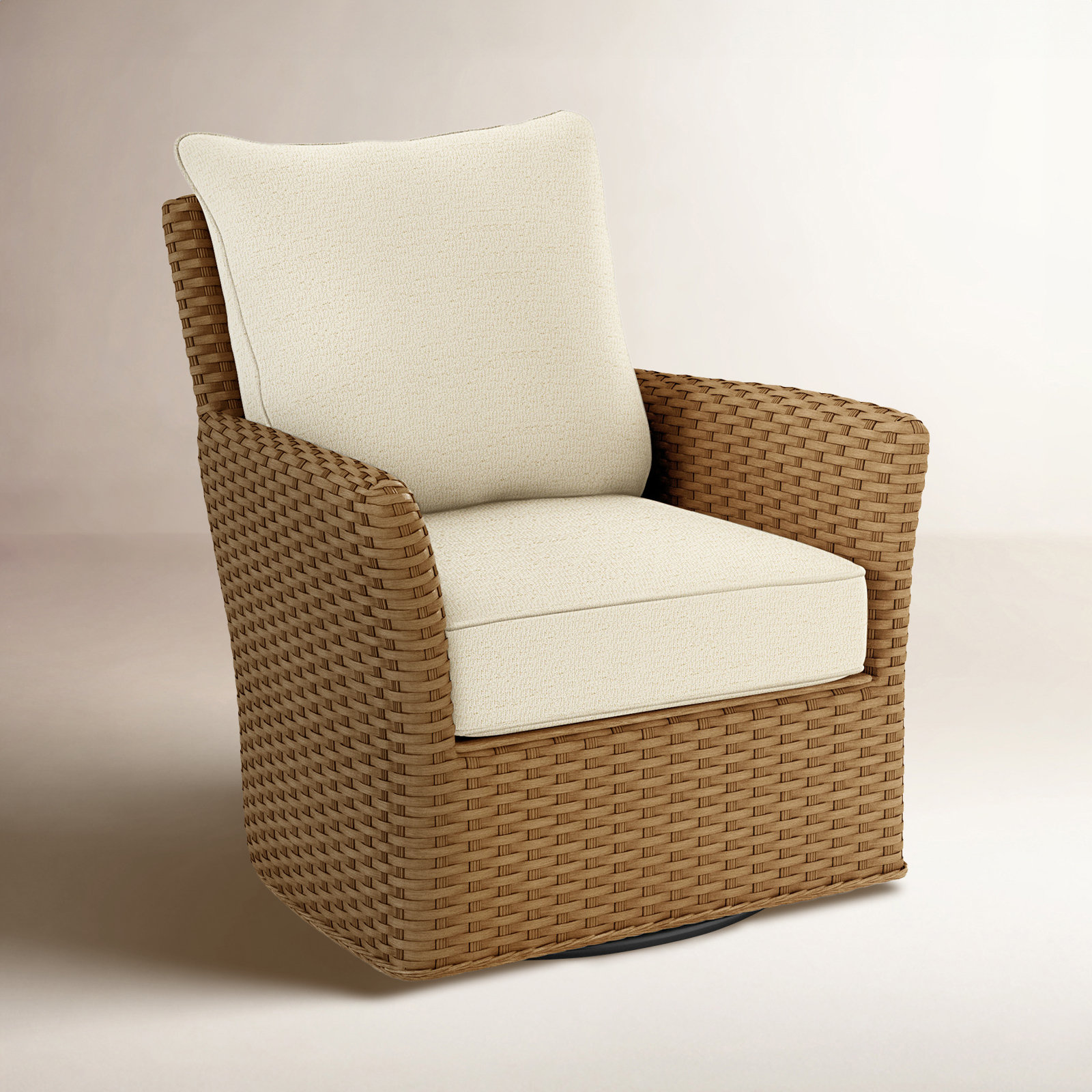 Lanai Upholstered Swivel Armchair, Ivory Crypton Performance; 0886-91, Honey