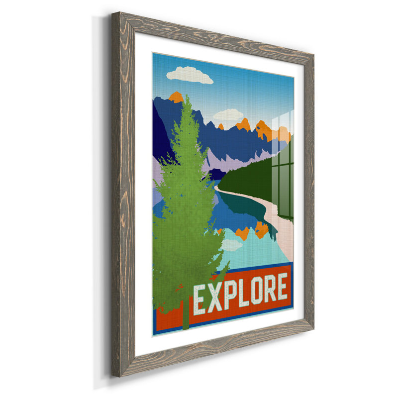 " Explore ", Gray Framed Paper, 37.5" H x 27.5" W x 1.5" D, White