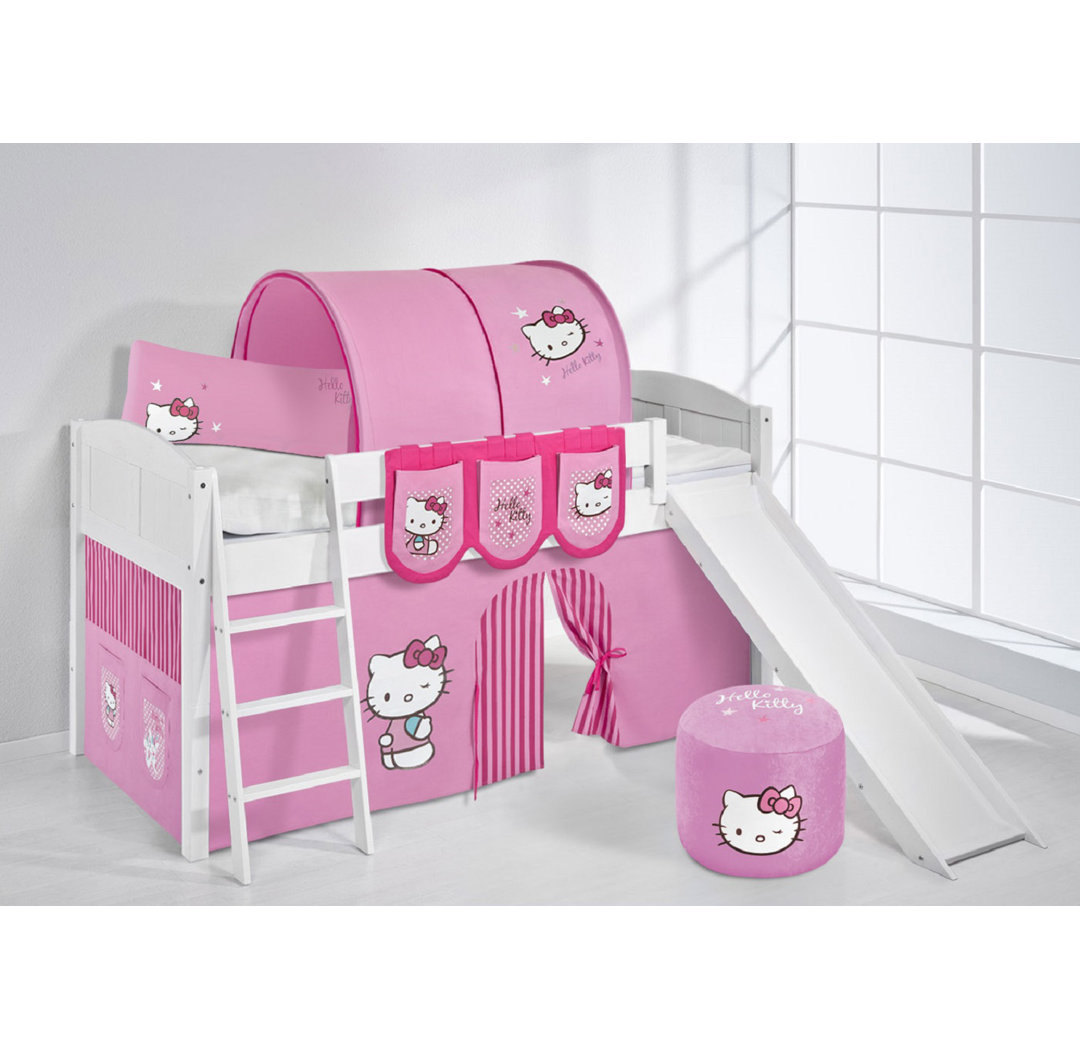 Hochbett Hello Kitty mit Vorhang, 90 x 200 cm