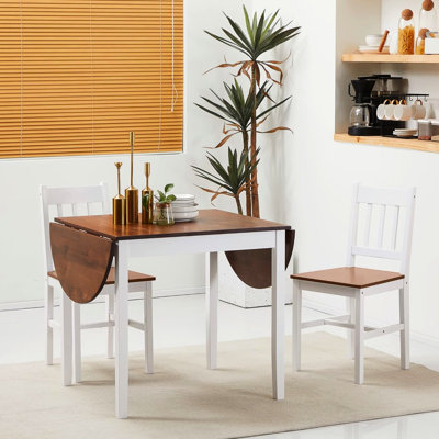 Table de salle à manger pliante ronde extensible peu encombrante, pin, brun, réglage manuel de la hauteur, idéal pour les petits espaces de vie en bois de pin, style américain, facile à manœuvrer et à entretenir
