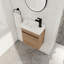 Armoire de salle de bain moderne de 18 po avec lavabo en résine et porte à fermeture en douceur, grande polyvalence de rangement, meuble-lavabo flottant imitation finition chêne, innovation, rangement,-2091509345