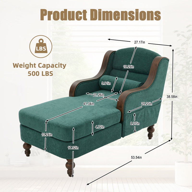 Chaise longue surdimensionnée en chenille, Émeraude