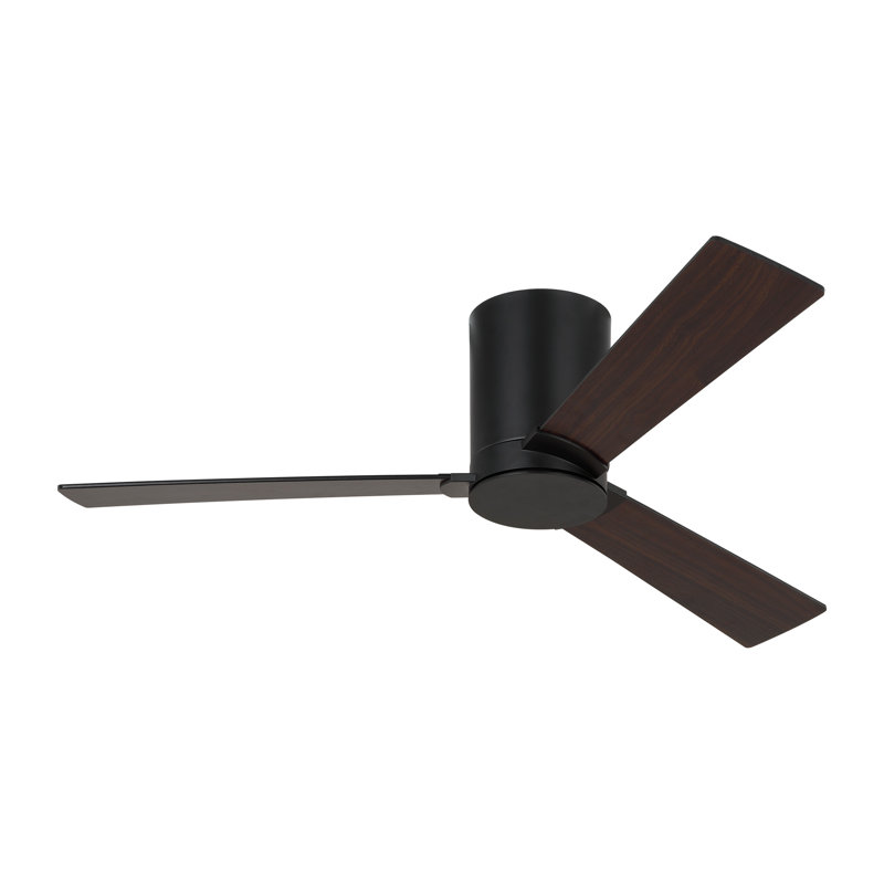 Salma Ceiling Fan, 9.3" H x 44" W, Midnight Black/American Walnut Reversible Blades, Midnight Black