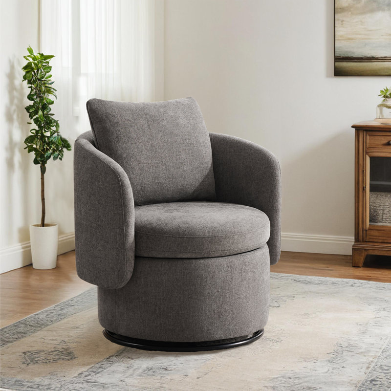 Fauteuil demi-tonneau rotatif Layyinah, Polyester gris fossile