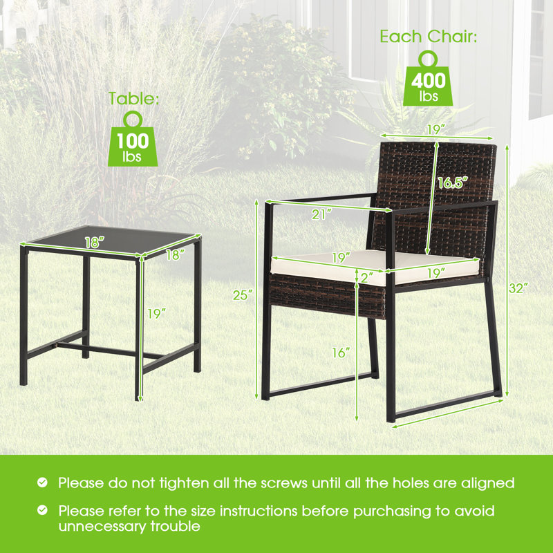 Amanjit 3 Piece Rattan Seating Group with Cushions