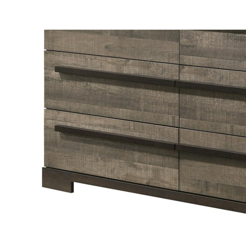 Ruthe Wide Dresser With 6 Drawers, Wood, Gray/Ebony Black