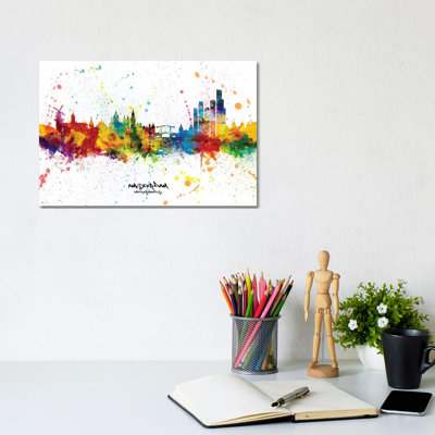 Amsterdam Netherlands Skyline Splash by Michael Tompsett - Wrapped Canvas Print