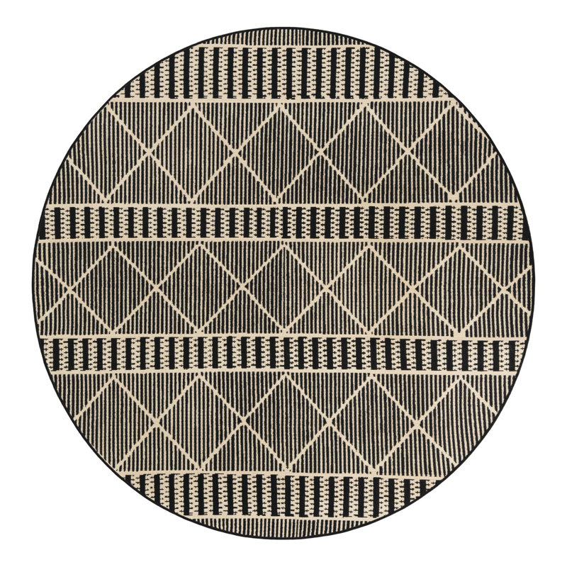 Black_Unique Loom Dalyan Outdoor Trellis Rug, Round 6'1"