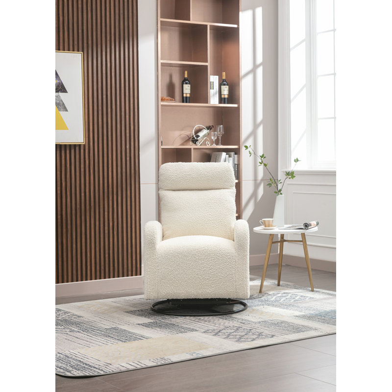 Ezella Upholstered Swivel Armchair, White Polyester