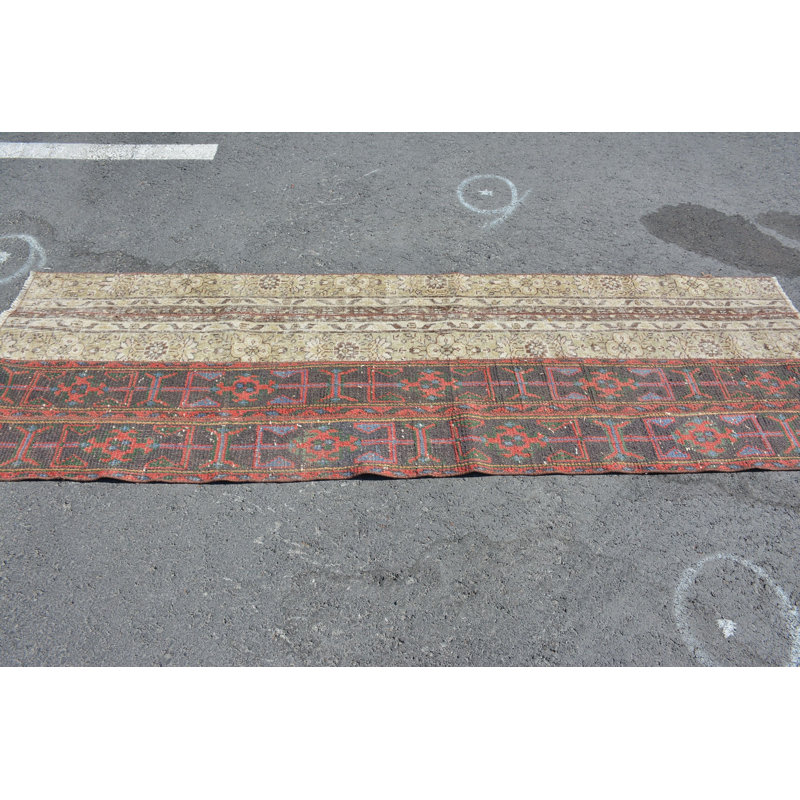 Tapis rouges neutres, tapis tissés à la main, tapis rétro, tapis géométriques, tapis turcs, tapis de couloir 2,5 pi x 8,1 pi