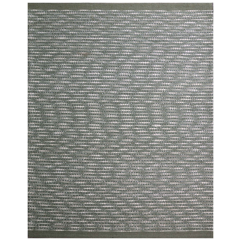 Tapis gris / vert / blanc tissé à la main de haute qualité, Rectangle 8 pi x 10 pi