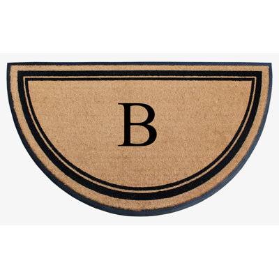 Jalacia Natural Coir & Rubber Half Round Monogrammed 36" x 72"  Non-Slip Outdoor Doormat