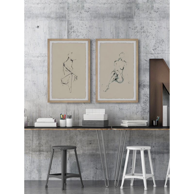 Woman Essentials by Marmont Hill - 2 Piece Single Picture Frame Drawing Print Set, 18" H x 12" W