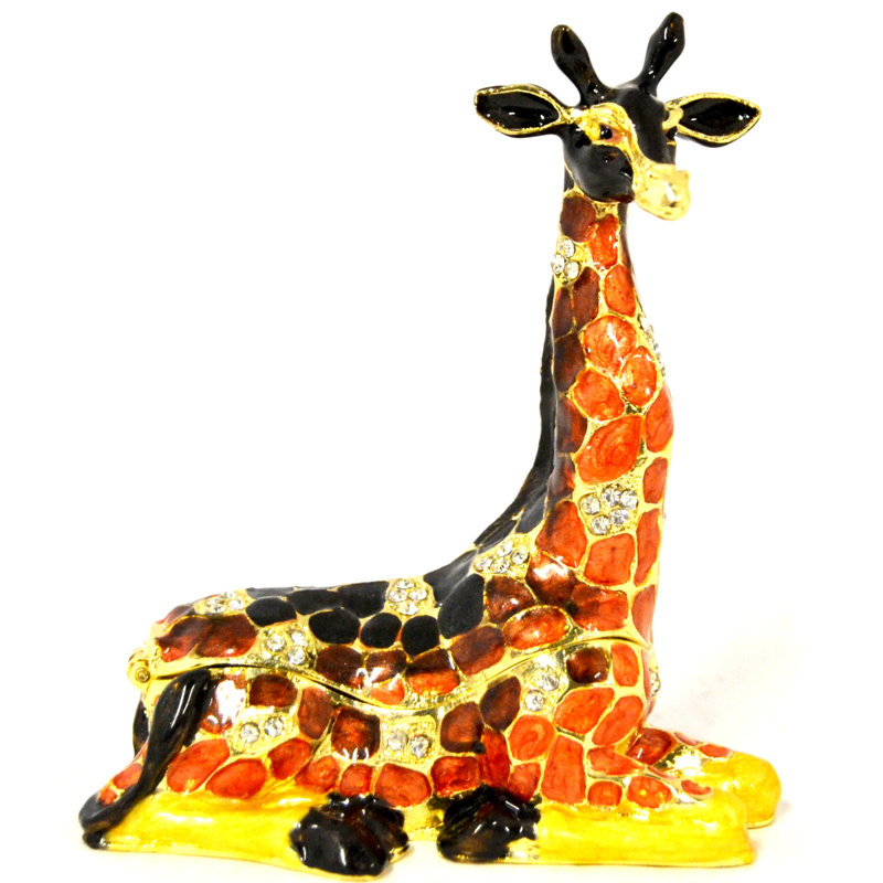 Sitting Giraffe Metal Jewelry Box +