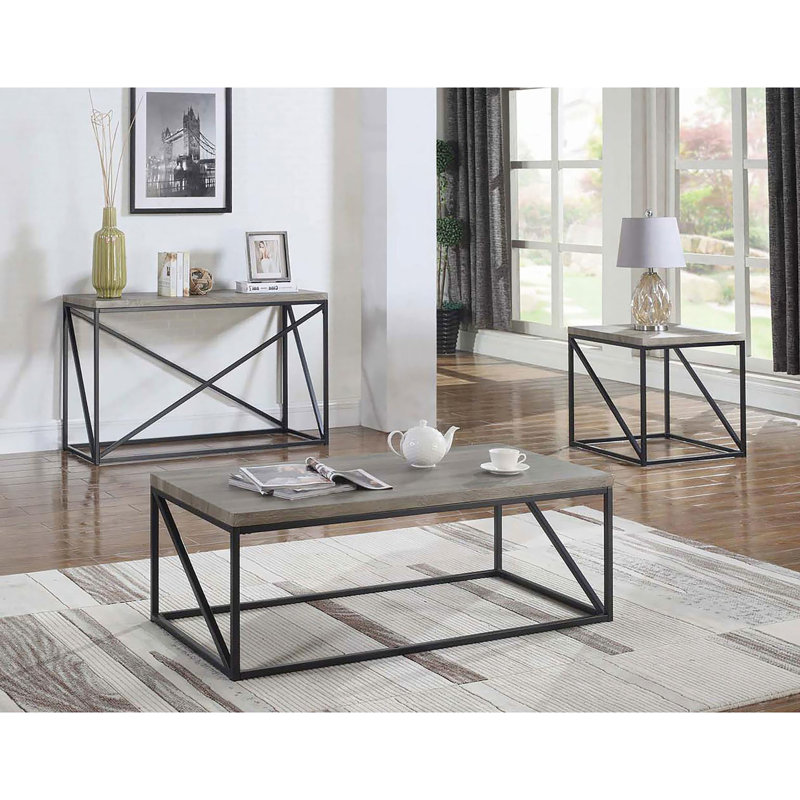 Table rectangulaire grise et noire à structure ouverte pour un décor moderne de salon