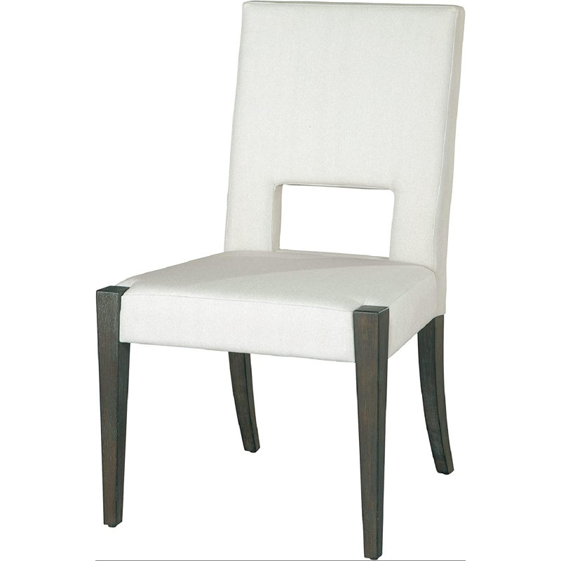 Transitional Edgewater White Linen & Wood Side Chair