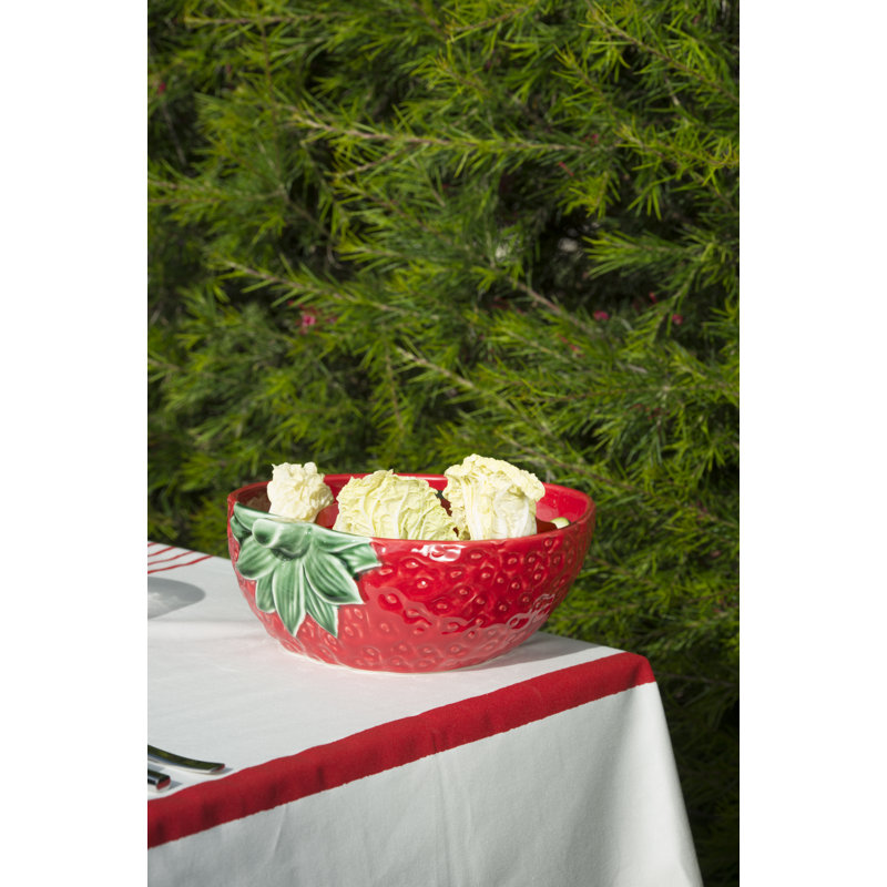 Strawberry Earthenware Serving Bowl