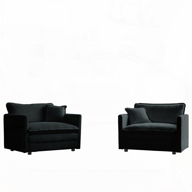 Ensemble de chaises avec accoudoirs rembourrés Chenille, Noir