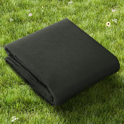 Tissu géotextile non tissé sous gravier, tissu d'aménagement paysager 10 x 100 pi 8 oz, tissu de barrière anti-mauvaises herbes robuste, tissu de contrôle des mauvaises herbes couvre-sol, tissu de drainage des drains français, noir