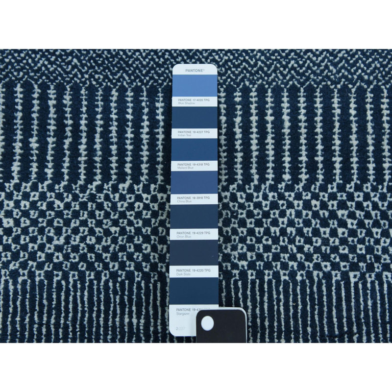 Tapis bleu sarcelle en laine tissé à la main 4 pi 1 po x 6 po x 1 po bleu sarcelle dense et motif d'herbe moderne Gabbeh
