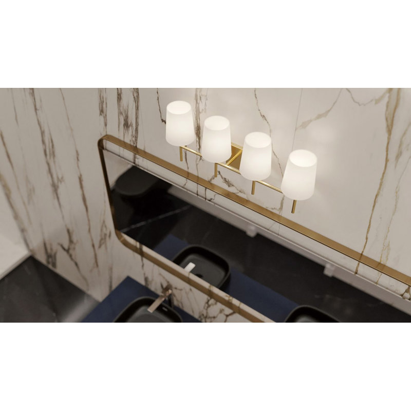 4 - Light Dimmable Vanity Light, Satin Brass
